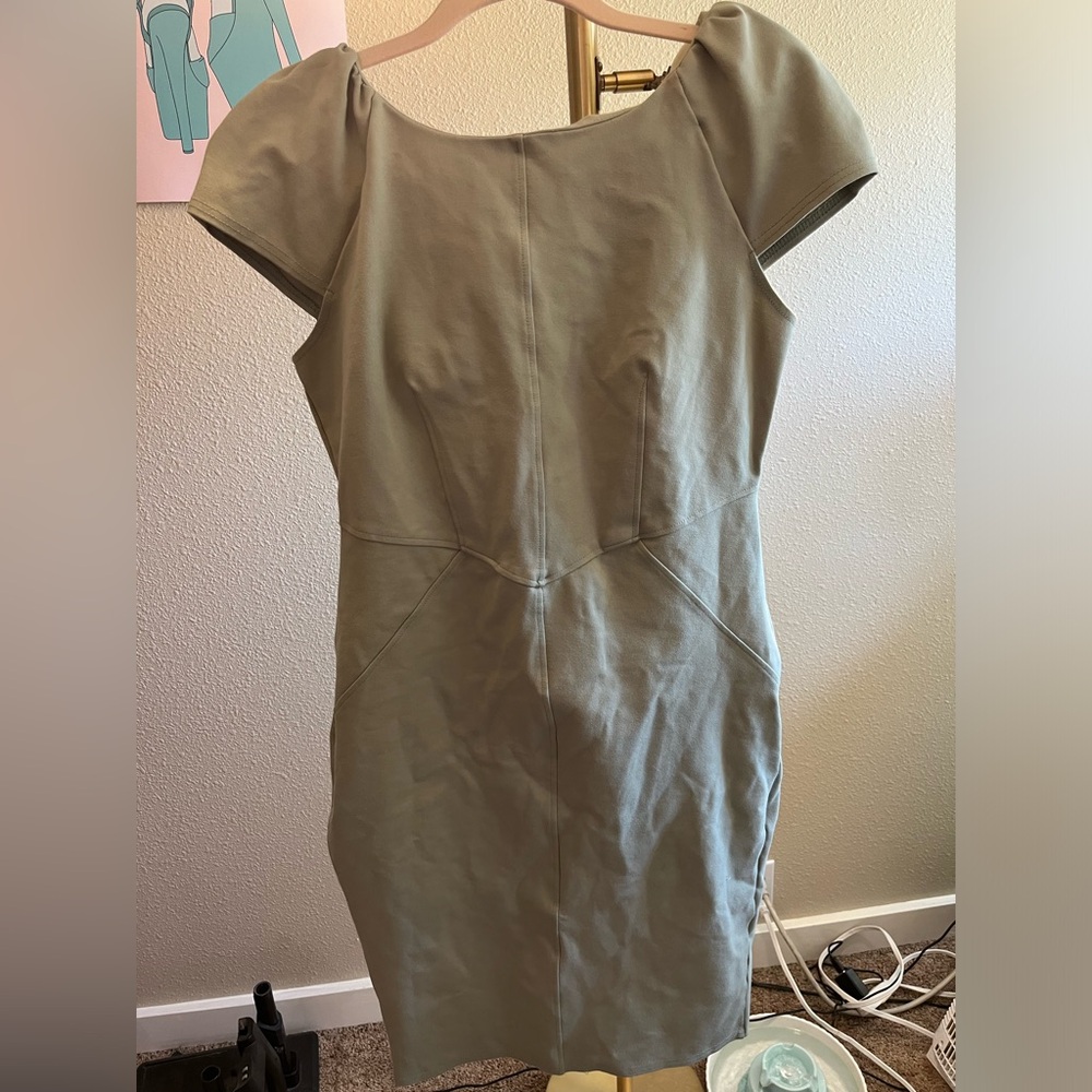 Like New ASOS Closet London Pencil Dress Puff Sleeves Sage Green, size 12